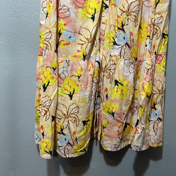 Style & Co. Floral Linen Maxi Dress Long Sleeve Button Front Belted Size M NWT - Picture 4 of 9